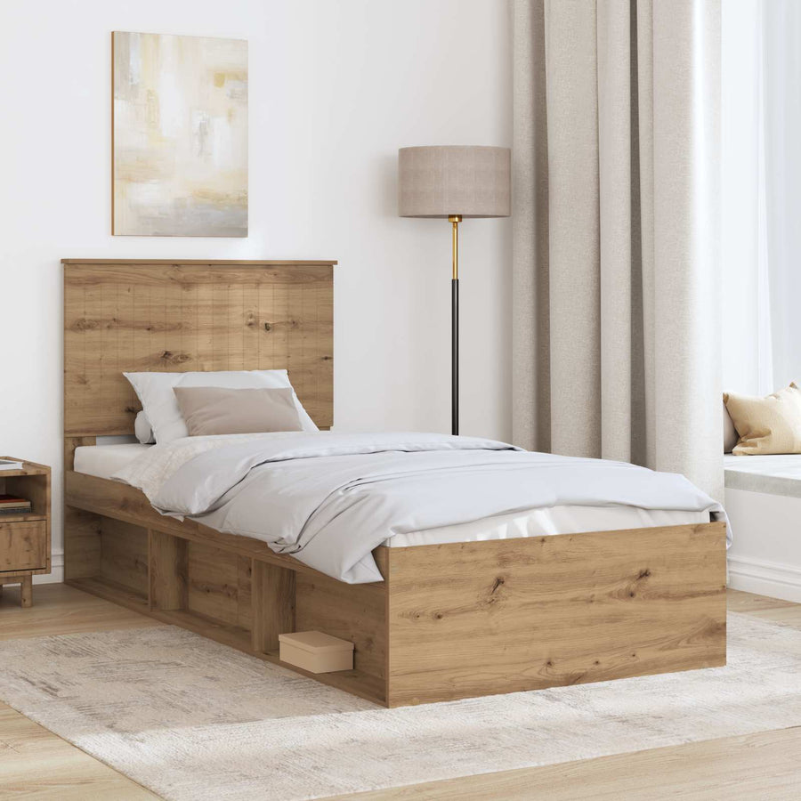 Bedframe Ambachtelijk eiken 90 x 200 cm Massief grenenhout