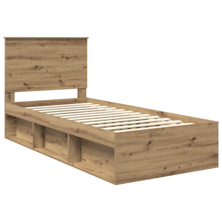 Bedframe Ambachtelijk eiken 90 x 200 cm Massief grenenhout