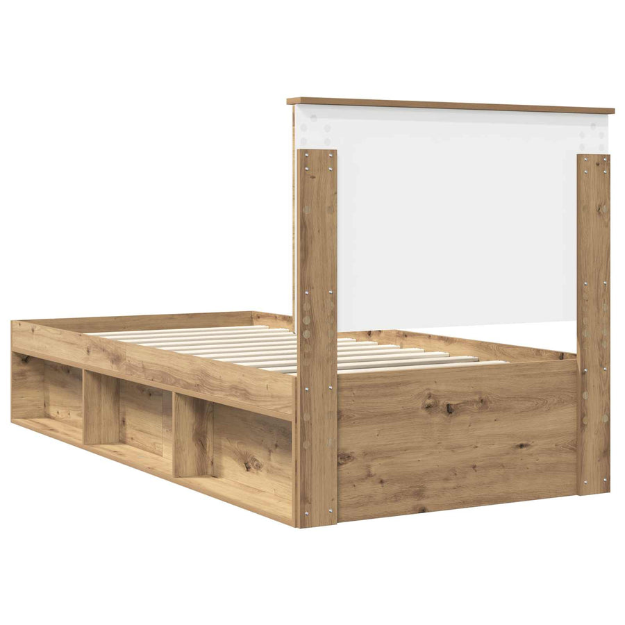 Bedframe Ambachtelijk eiken 90 x 200 cm Massief grenenhout