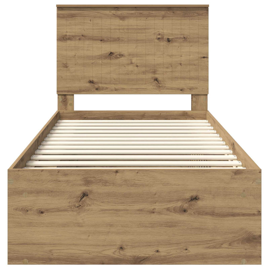 Bedframe Ambachtelijk eiken 90 x 200 cm Massief grenenhout