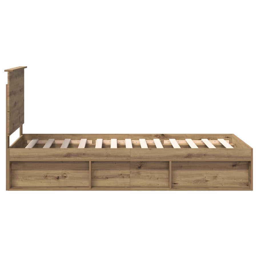 Bedframe Ambachtelijk eiken 90 x 200 cm Massief grenenhout