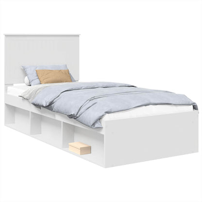 Bedframe met hoofdeinde Wit 90 x 190 cm Massief grenenhout