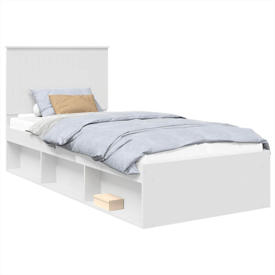Bedframe met hoofdeinde Wit 90 x 190 cm Massief grenenhout