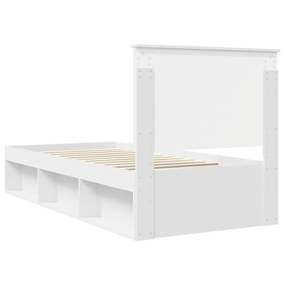 Bedframe met hoofdeinde Wit 90 x 190 cm Massief grenenhout