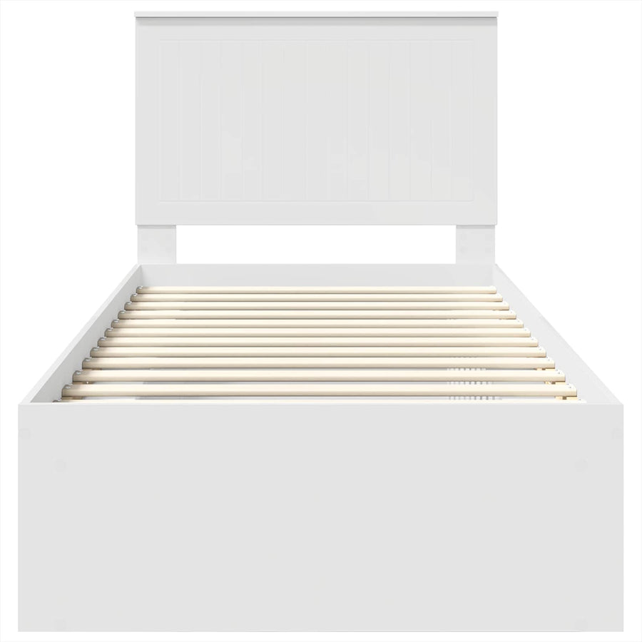 Bedframe met hoofdeinde Wit 90 x 190 cm Massief grenenhout