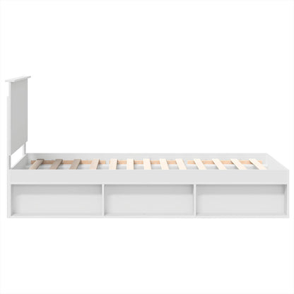 Bedframe met hoofdeinde Wit 90 x 190 cm Massief grenenhout