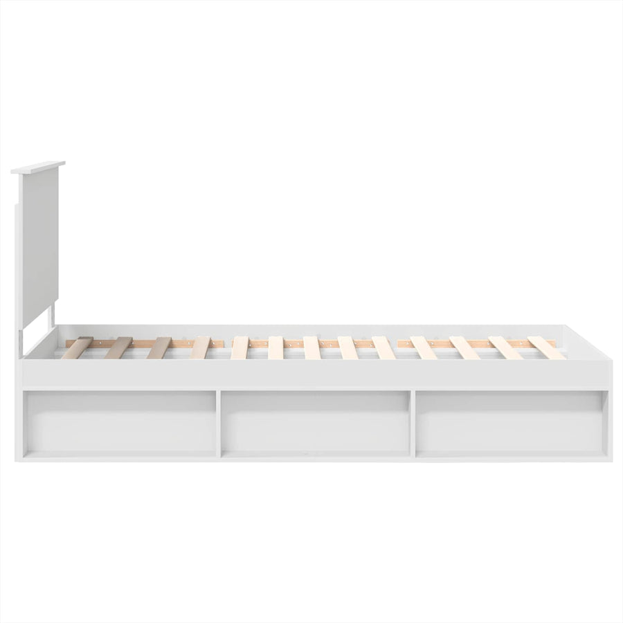 Bedframe met hoofdeinde Wit 90 x 190 cm Massief grenenhout
