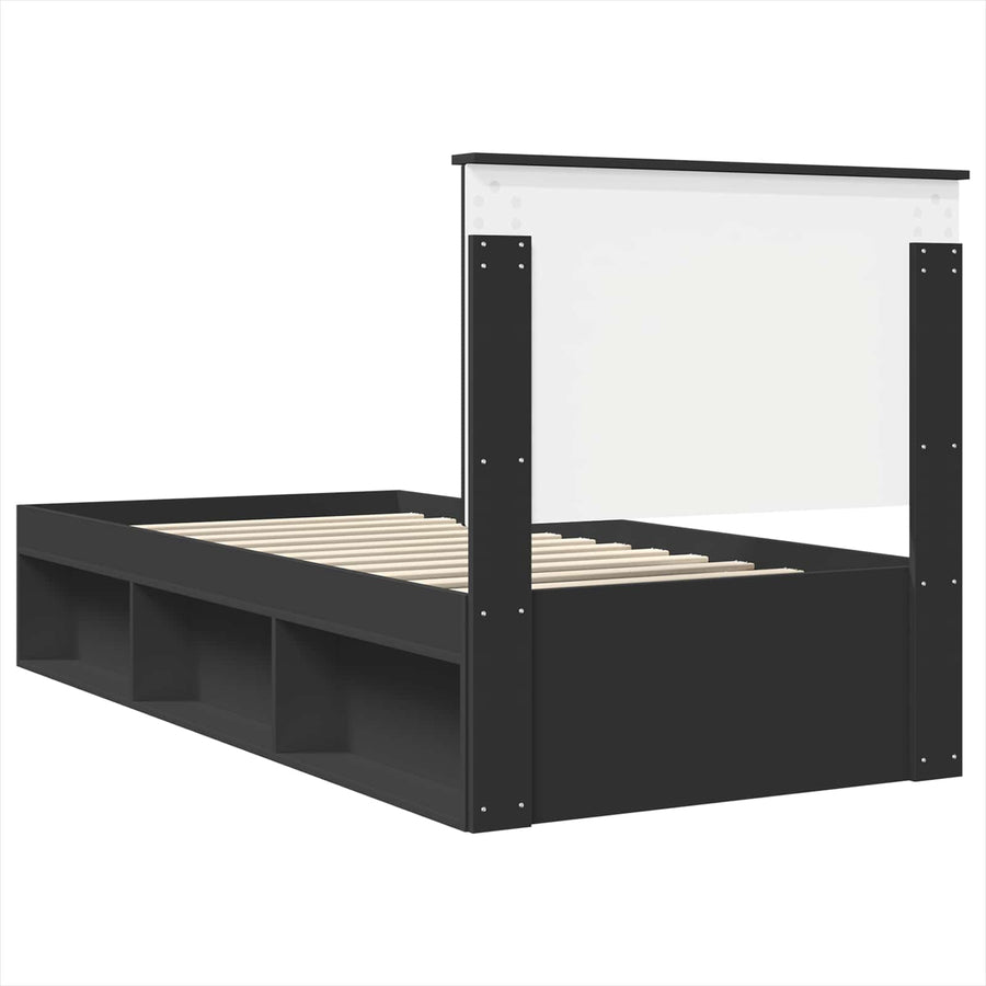 Bedframe met hoofdeinde Zwart 90 x 190 cm Massief grenenhout