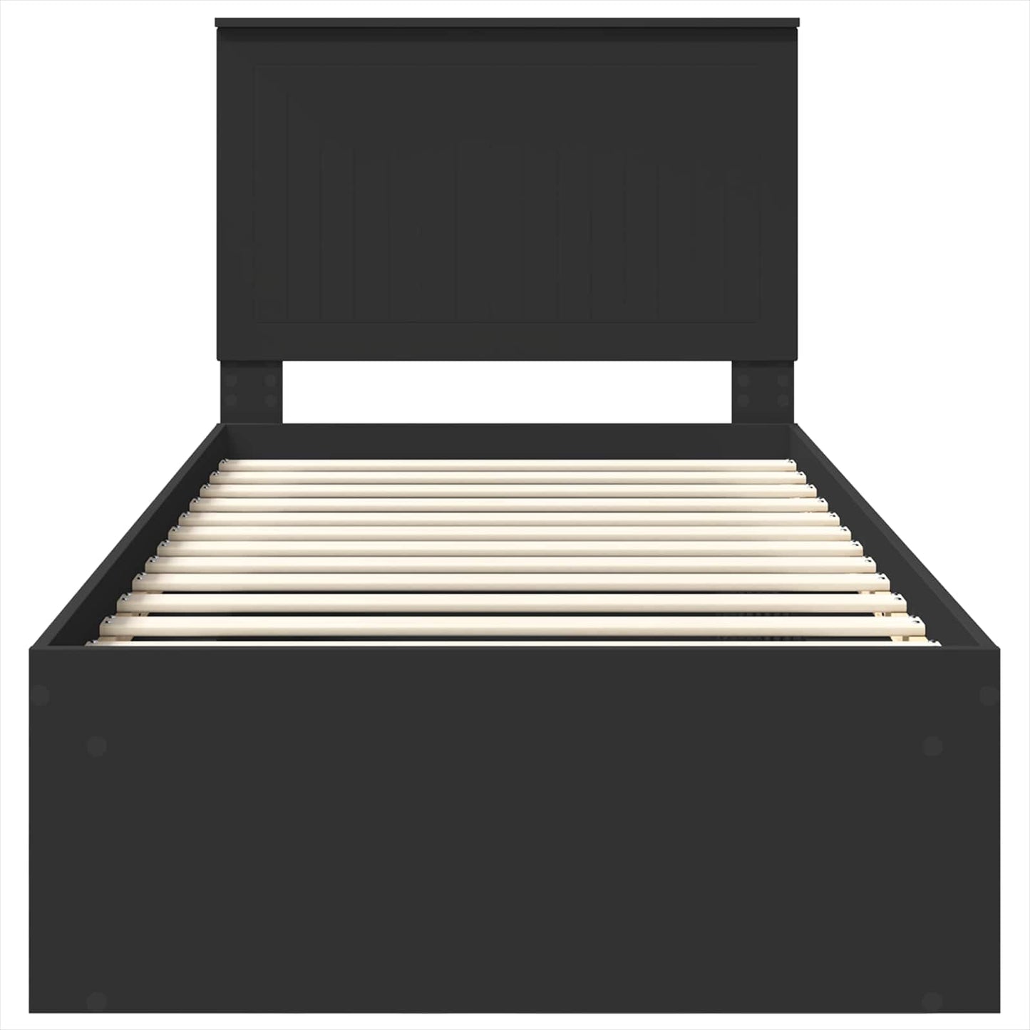 Bedframe met hoofdeinde Zwart 90 x 190 cm Massief grenenhout
