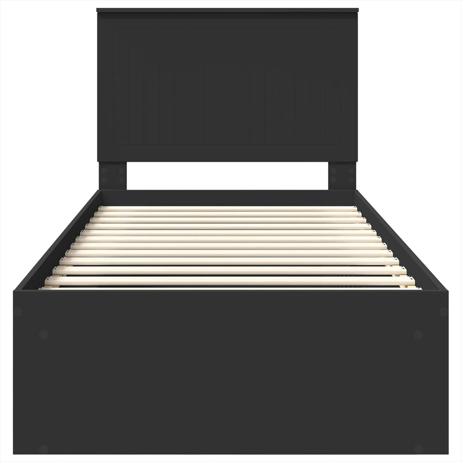 Bedframe met hoofdeinde Zwart 90 x 190 cm Massief grenenhout