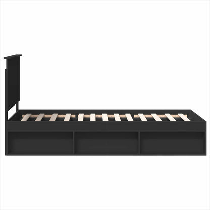 Bedframe met hoofdeinde Zwart 90 x 190 cm Massief grenenhout