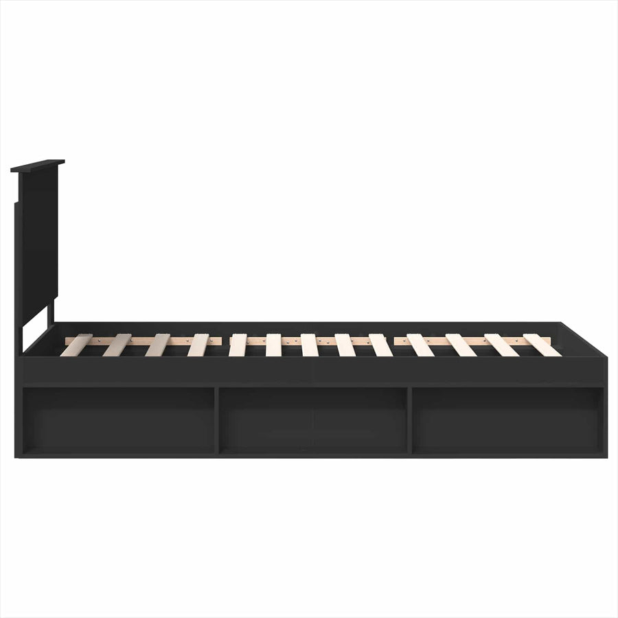 Bedframe met hoofdeinde Zwart 90 x 190 cm Massief grenenhout