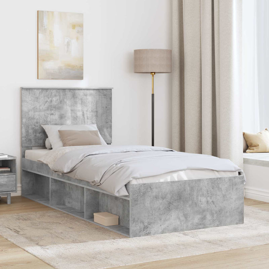 Bedframe Concerte Grijs 90 x 190 cm Massief grenenhout