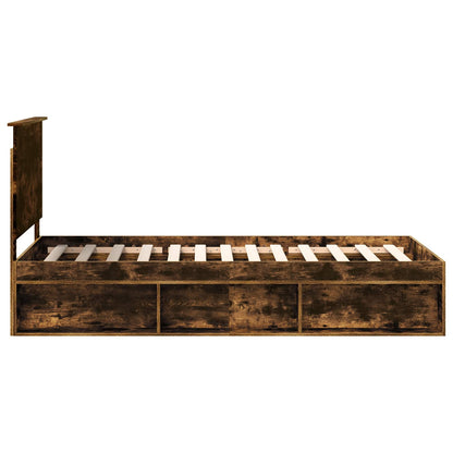 Bedframe Gerookt eiken 90 x 190 cm Massief grenenhout