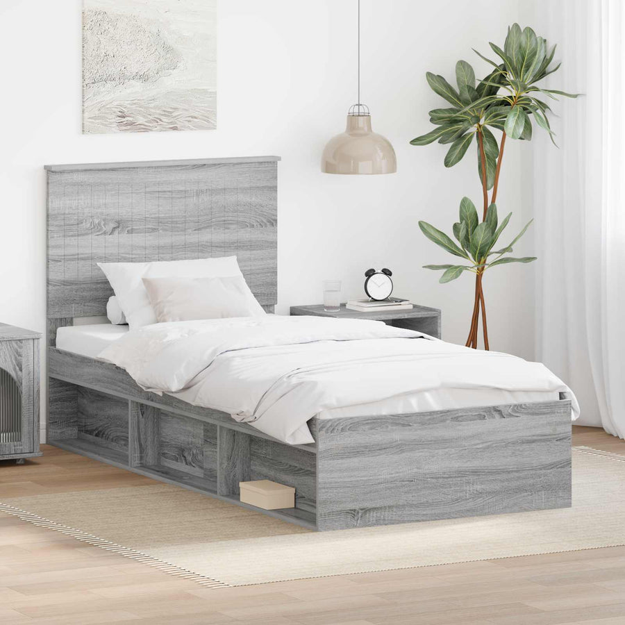 Bedframe Grijs Sonoma 90 x 190 cm Massief grenenhout