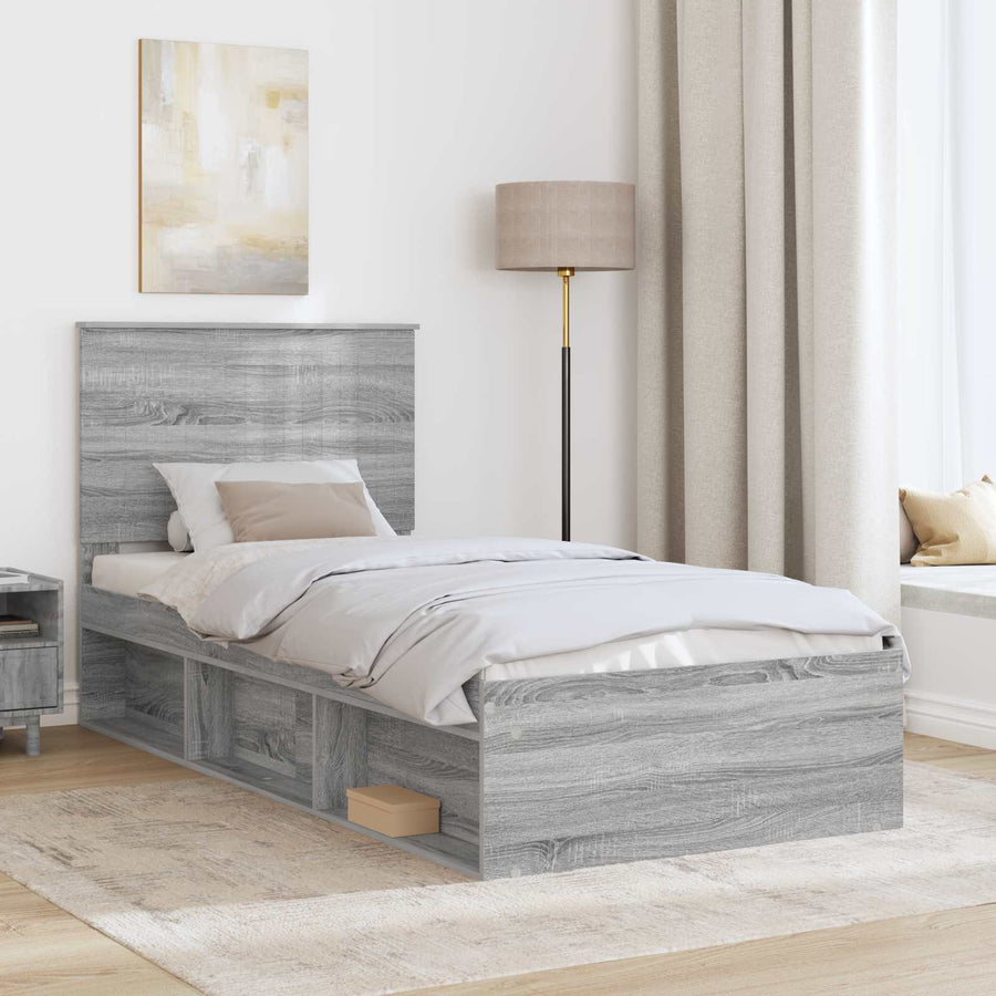 Bedframe Grijs Sonoma 90 x 190 cm Massief grenenhout