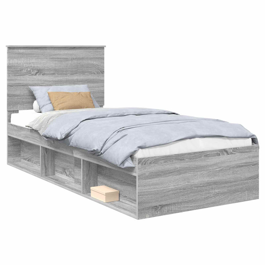 Bedframe Grijs Sonoma 90 x 190 cm Massief grenenhout