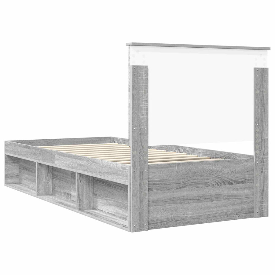 Bedframe Grijs Sonoma 90 x 190 cm Massief grenenhout