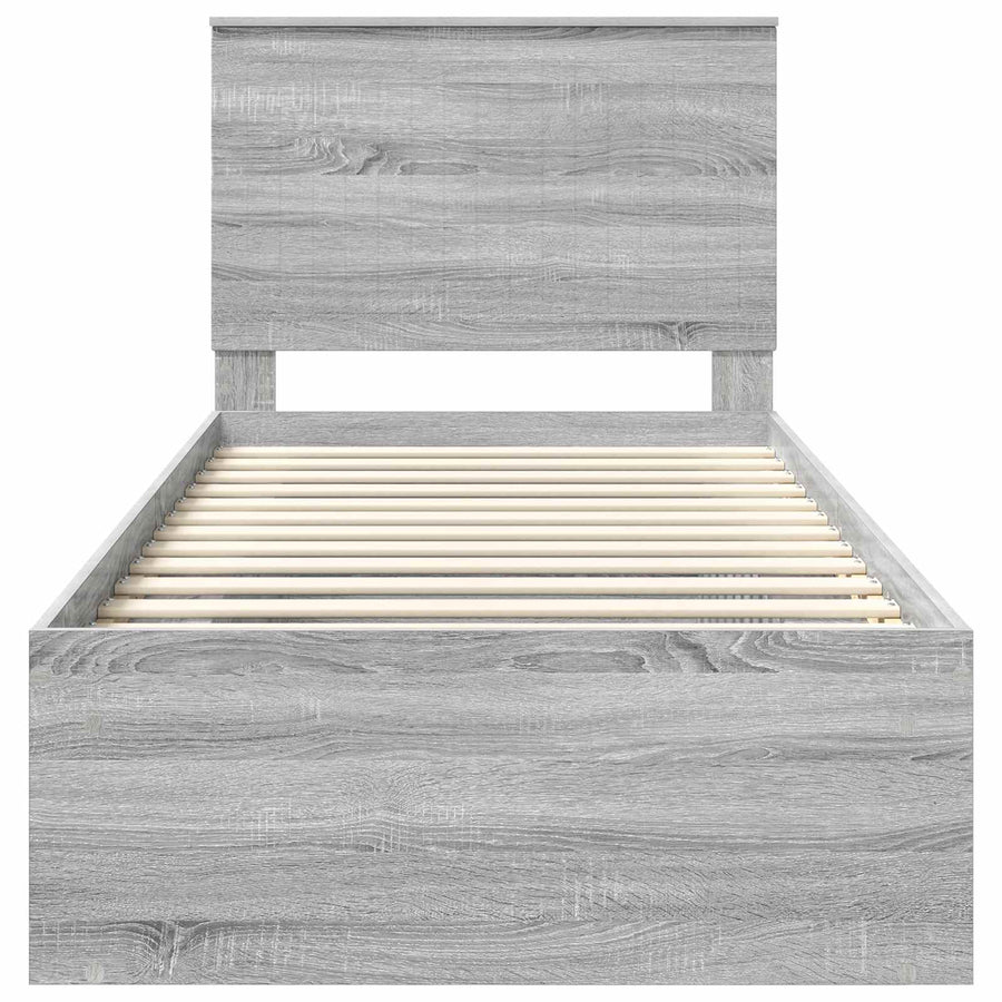 Bedframe Grijs Sonoma 90 x 190 cm Massief grenenhout