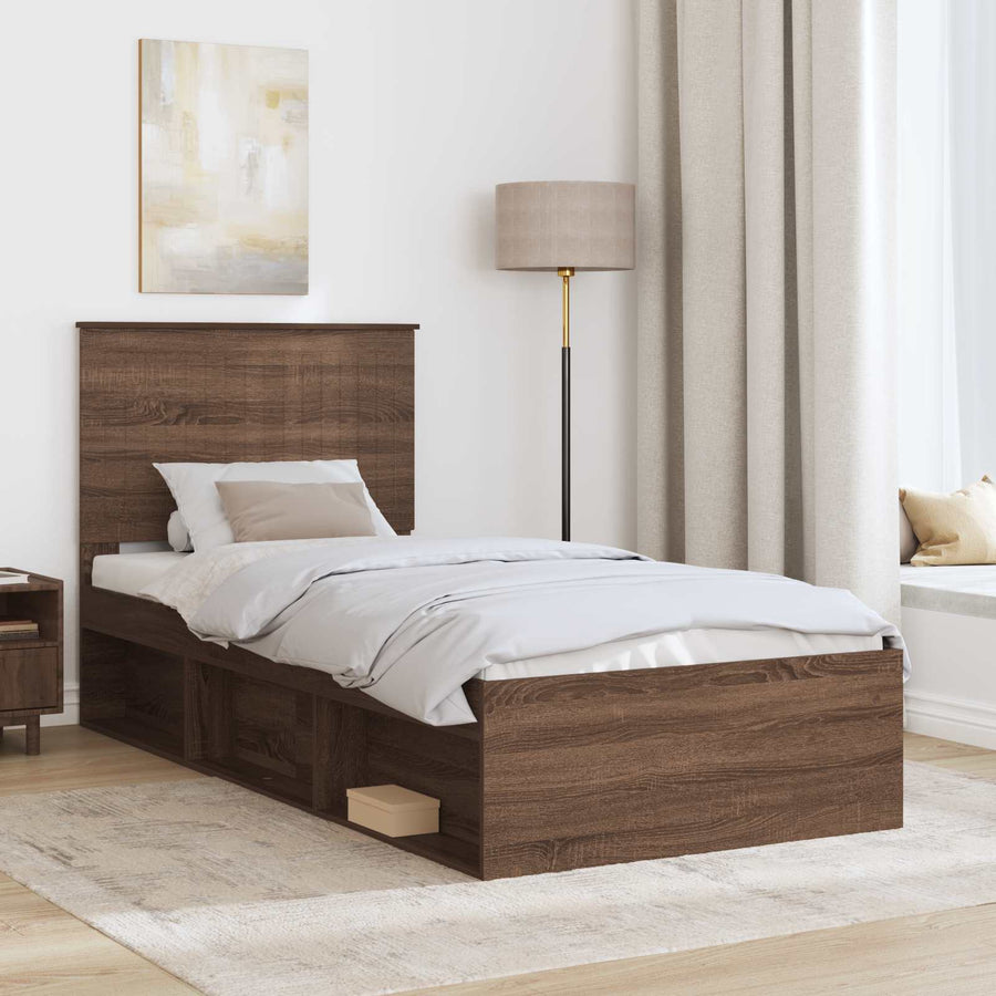 Bedframe Bruin Eiken 90 x 190 cm Massief grenenhout