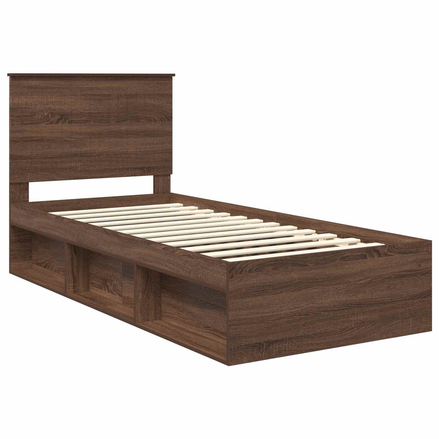 Bedframe Bruin Eiken 90 x 190 cm Massief grenenhout