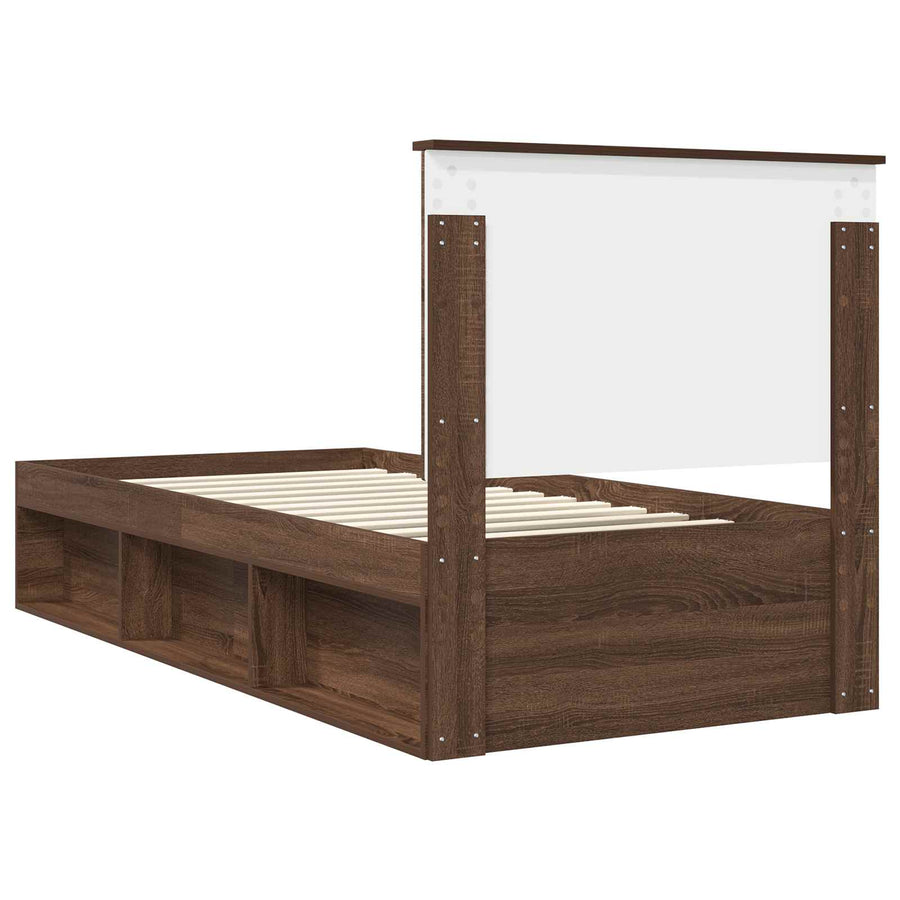 Bedframe Bruin Eiken 90 x 190 cm Massief grenenhout