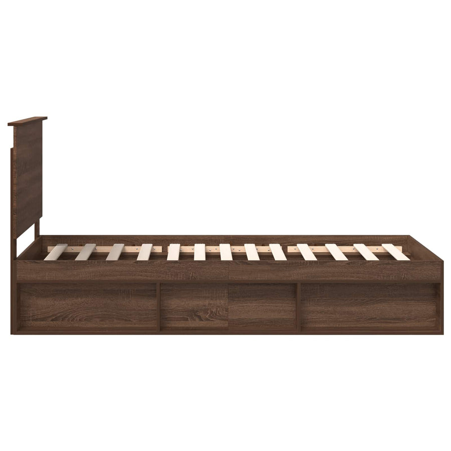 Bedframe Bruin Eiken 90 x 190 cm Massief grenenhout