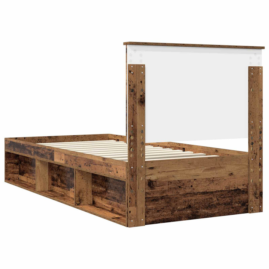 Bedframe met hoofdeinde Oudhout 90 x 190 cm Massief grenenhout