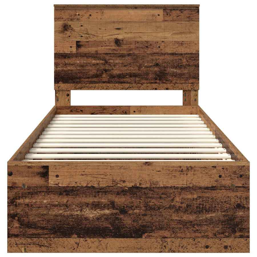 Bedframe met hoofdeinde Oudhout 90 x 190 cm Massief grenenhout