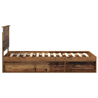 Bedframe met hoofdeinde Oudhout 90 x 190 cm Massief grenenhout