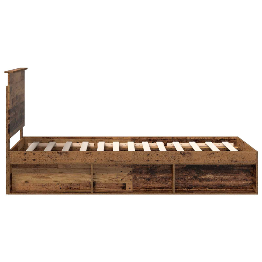 Bedframe met hoofdeinde Oudhout 90 x 190 cm Massief grenenhout