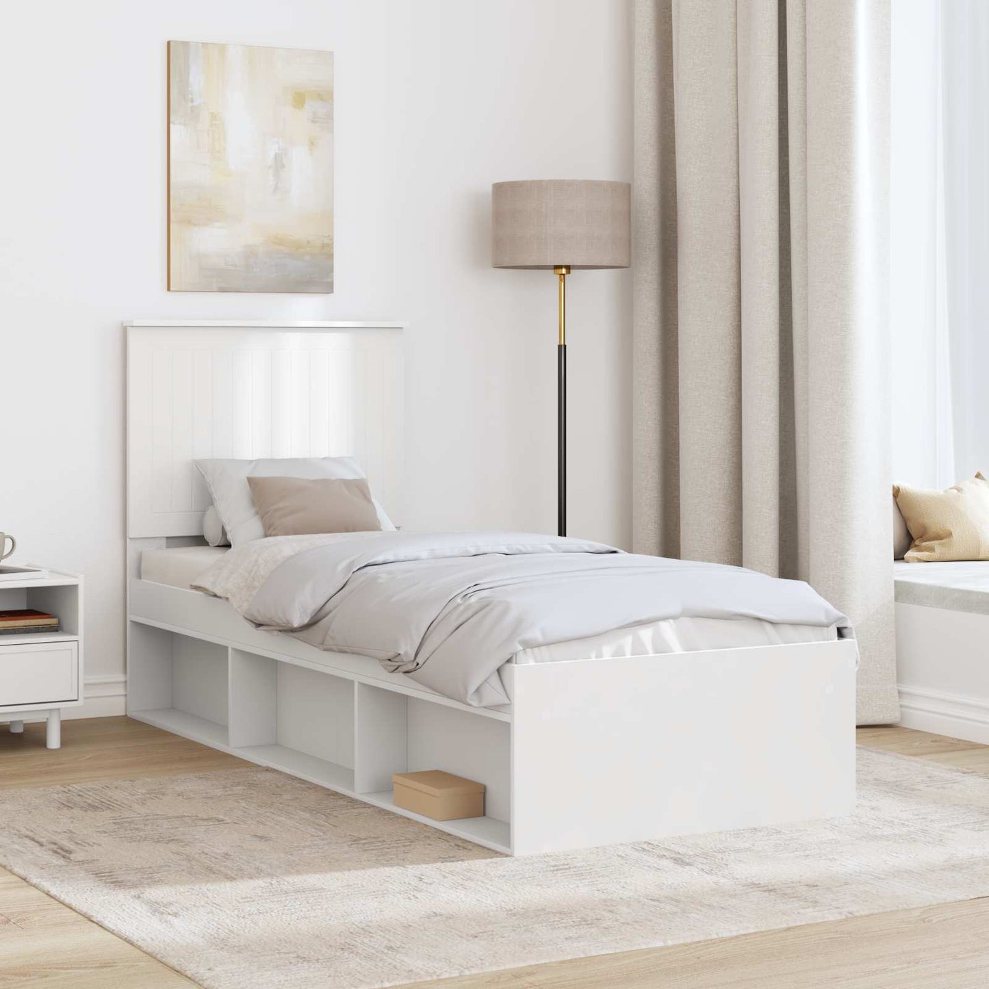 Bedframe met hoofdeinde Wit 75 x 190 cm Massief grenenhout
