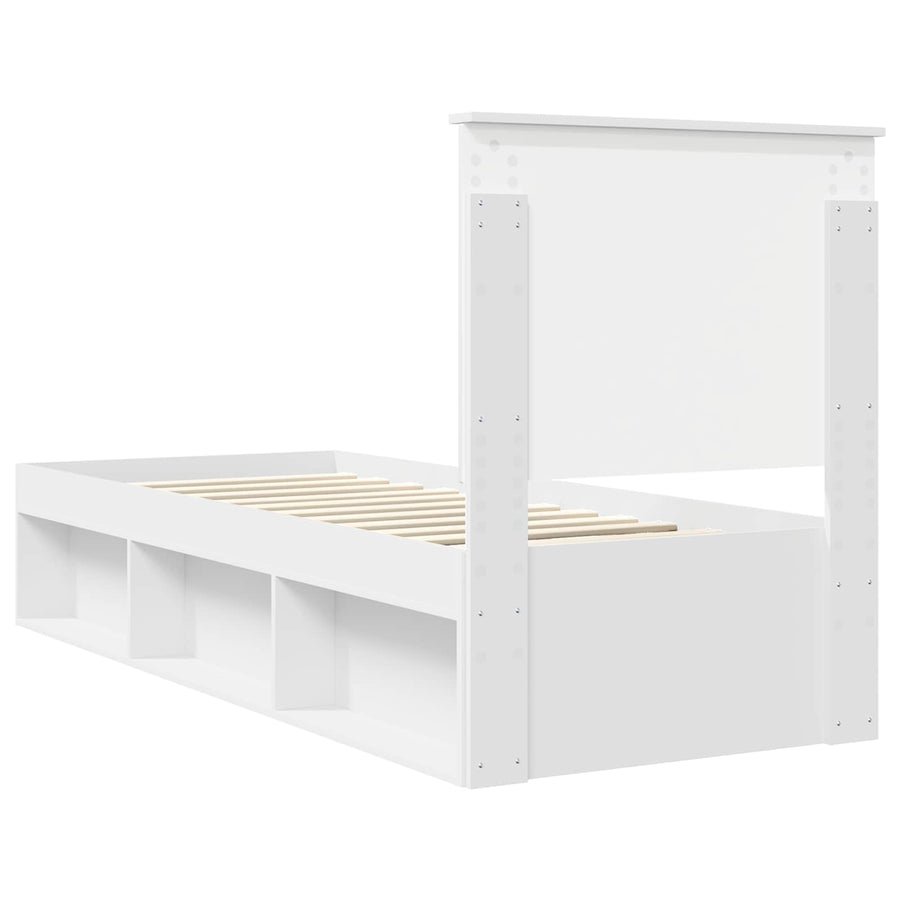 Bedframe met hoofdeinde Wit 75 x 190 cm Massief grenenhout