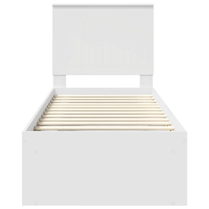 Bedframe met hoofdeinde Wit 75 x 190 cm Massief grenenhout