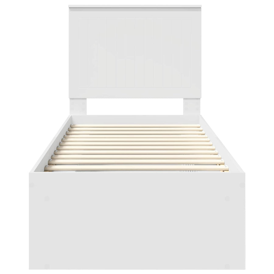 Bedframe met hoofdeinde Wit 75 x 190 cm Massief grenenhout