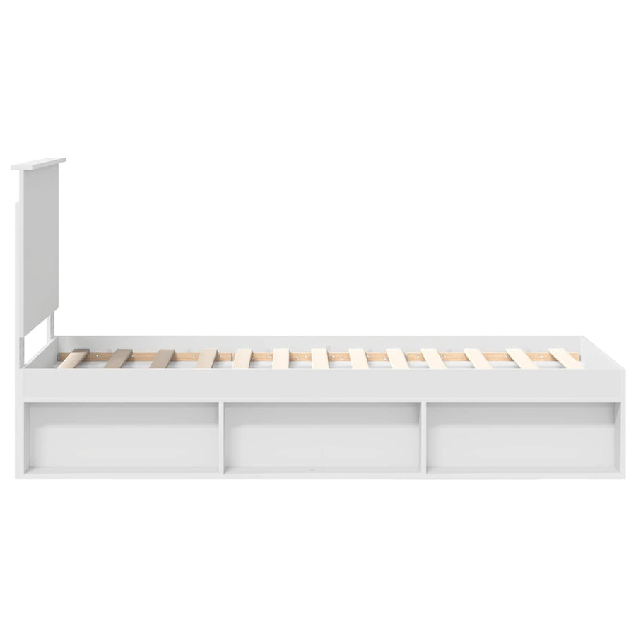 Bedframe met hoofdeinde Wit 75 x 190 cm Massief grenenhout