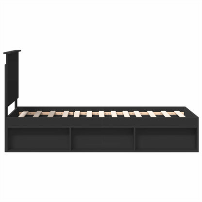 Bedframe met hoofdeinde Zwart 75 x 190 cm Massief grenenhout