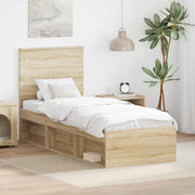Bedframe massief grenenhout 75x190 cm Sonoma eiken
