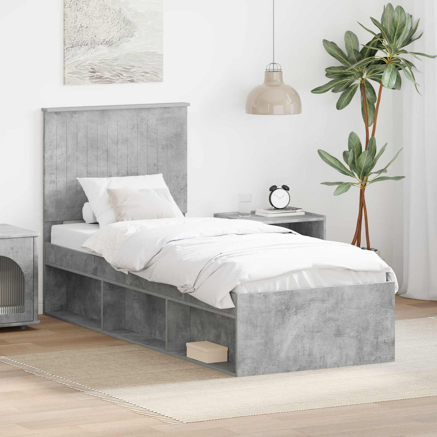 Bedframe Concerte Grijs 75 x 190 cm Massief grenenhout