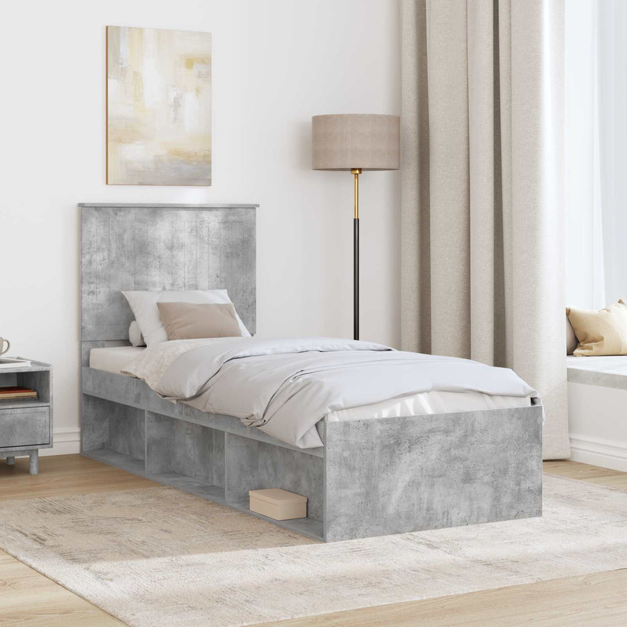 Bedframe Concerte Grijs 75 x 190 cm Massief grenenhout
