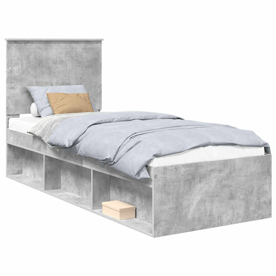 Bedframe Concerte Grijs 75 x 190 cm Massief grenenhout