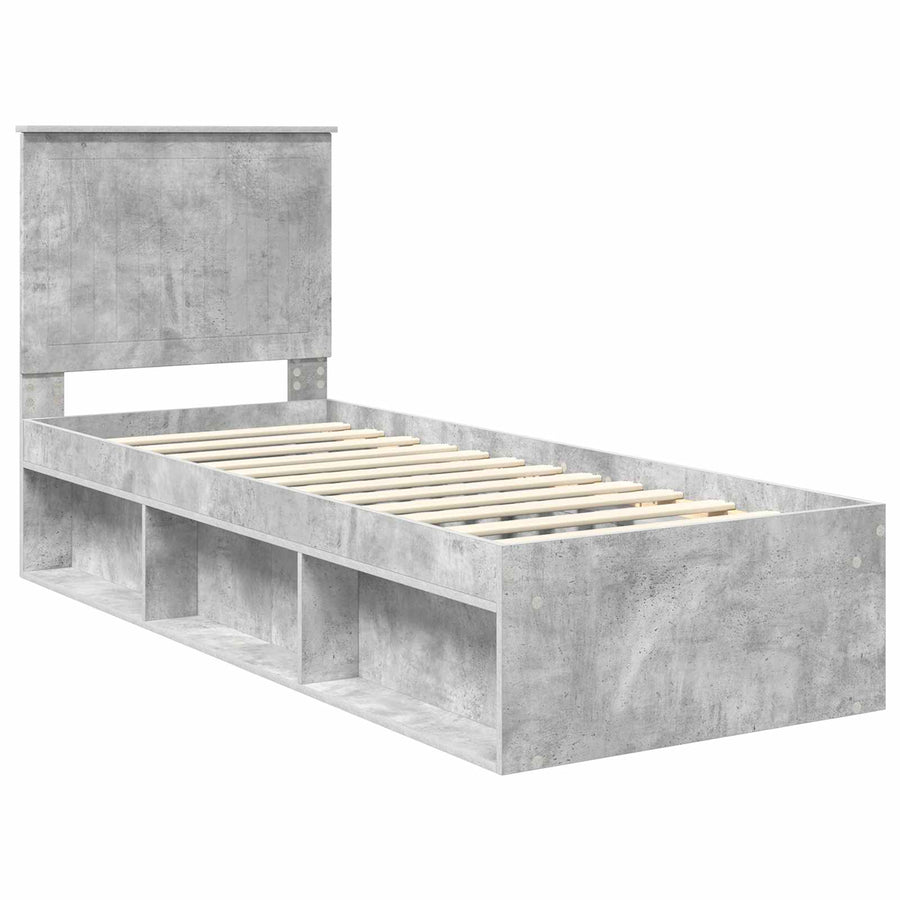 Bedframe Concerte Grijs 75 x 190 cm Massief grenenhout
