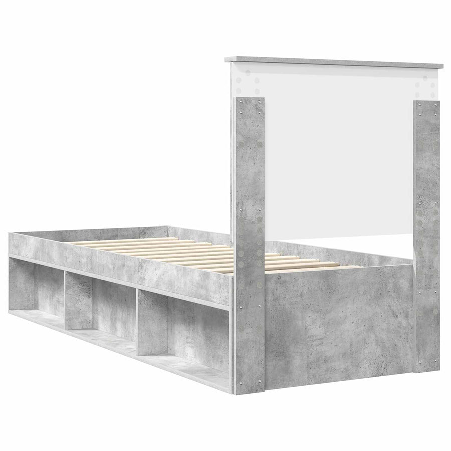 Bedframe Concerte Grijs 75 x 190 cm Massief grenenhout