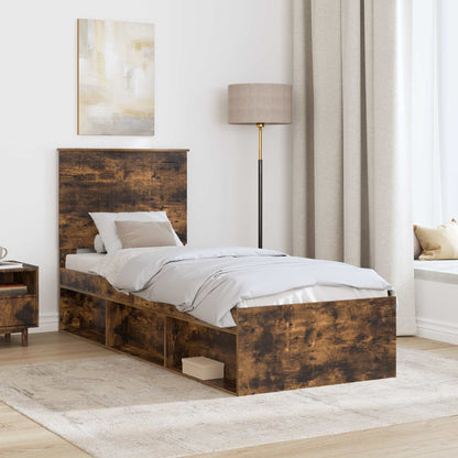 Bedframe Gerookt eiken 75 x 190 cm Massief grenenhout