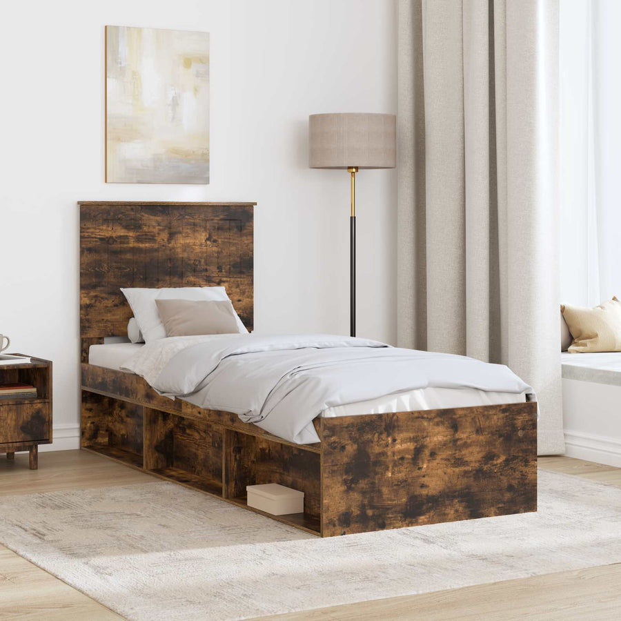 Bedframe Gerookt eiken 75 x 190 cm Massief grenenhout
