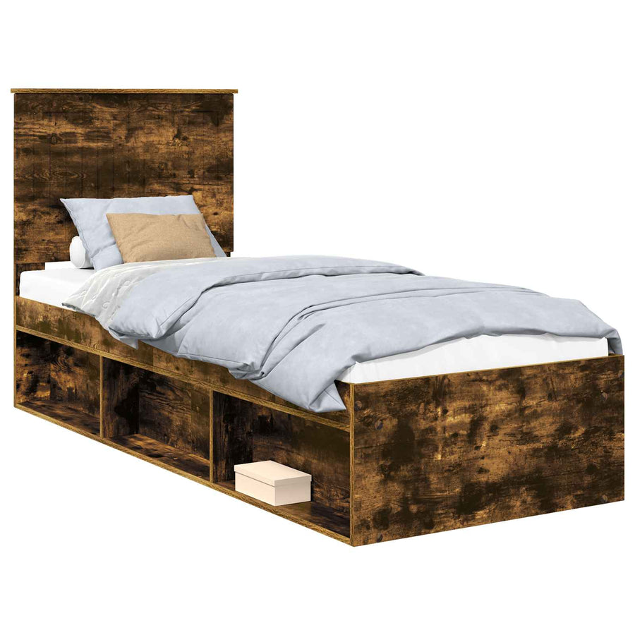 Bedframe Gerookt eiken 75 x 190 cm Massief grenenhout