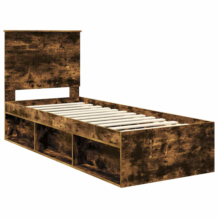 Bedframe Gerookt eiken 75 x 190 cm Massief grenenhout