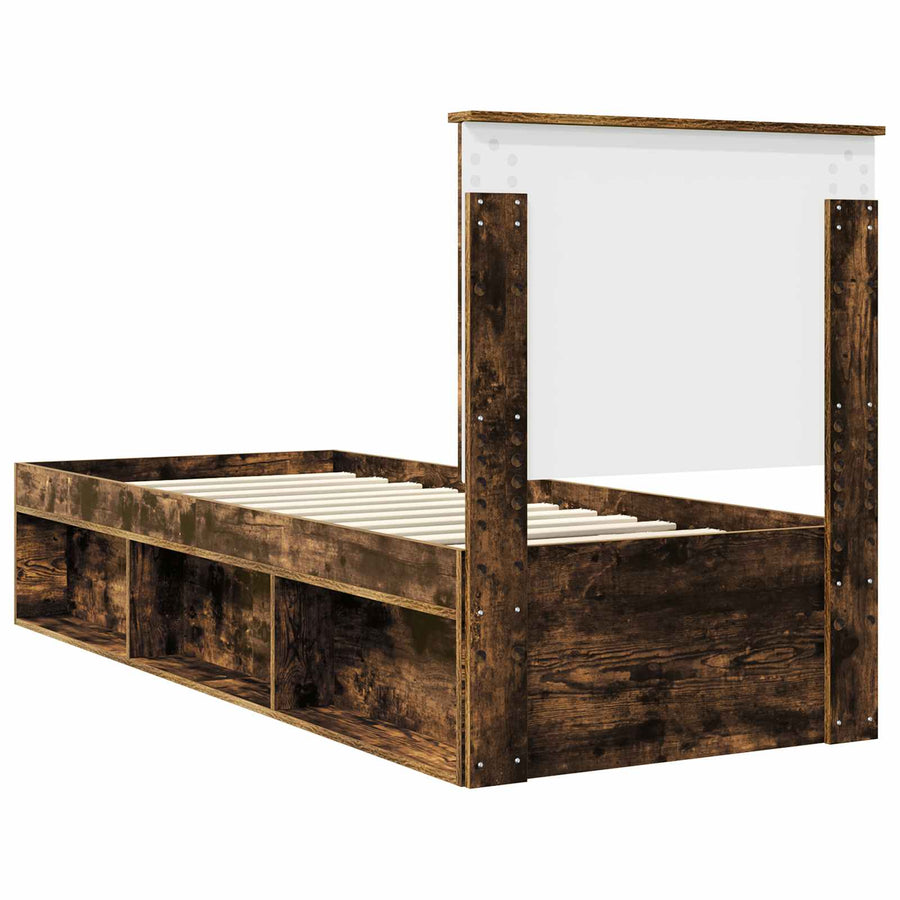 Bedframe Gerookt eiken 75 x 190 cm Massief grenenhout