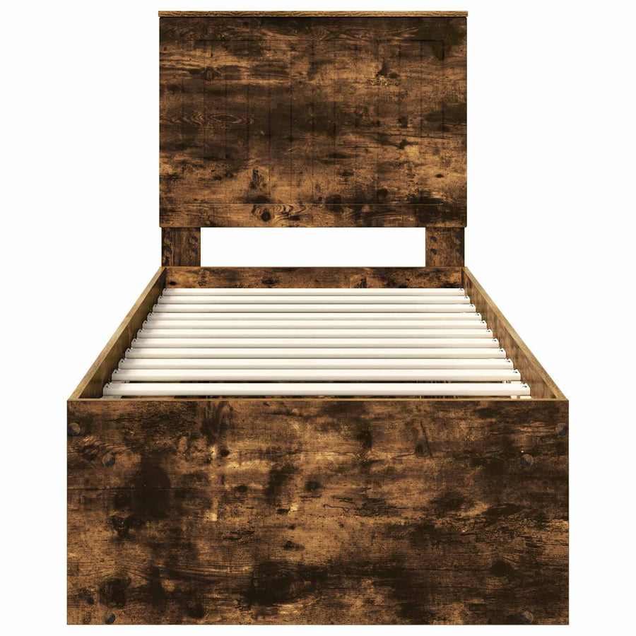 Bedframe Gerookt eiken 75 x 190 cm Massief grenenhout