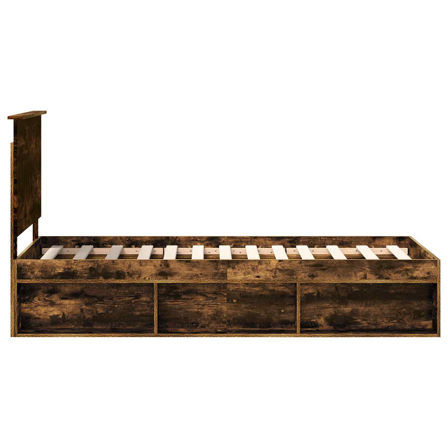 Bedframe Gerookt eiken 75 x 190 cm Massief grenenhout